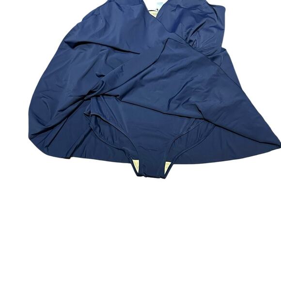 Swim 365 Blue Women's 26W One-Piece Swimsuit with Adjustable Straps - Picture 4 of 8